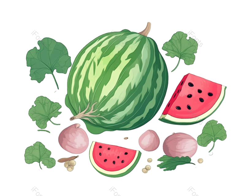 叶子图片,西瓜元素,元素PNG,清新免抠素材